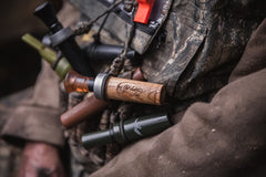 Duck Commander Phil Robertson Pro Series duck call side view emphasizes the oak barrel durability.