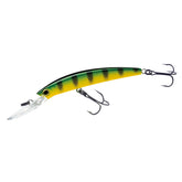 Duel Crystal Minnow Deep Diver Walleye 90mm Green Perch front view for deep trolling.