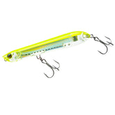 Duel Yo-Zuri 3D Inshore Pencil Popper front view in chartreuse showing balance and profile