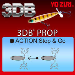 Duel YO-ZURI 3DB Prop Lure, 90mm matte ghost sexy shad, buoyant body aids depth control.