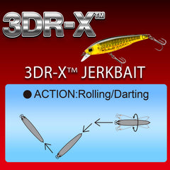 Duel YO-ZURI 3DR-X closeup reveals 3D Prism Scale finish for reflective appeal.