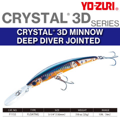 Duel Yo-Zuri Crystal 3D Minnow shows darting action in orange yellow