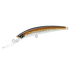 Duel Yo-Zuri Crystal Minnow Deep Diver close-up showing holographic bronze finish for visibility