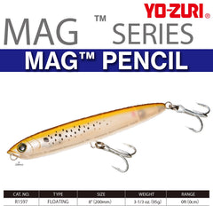 Duel YO-ZURI floating lure pencil color close-up demonstrates eye-catching profile.