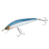 Duel Yo-Zuri Mag Minnow front view highlights chrome sardine finish and lifelike shine.