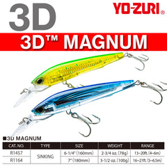 Duel Yo-Zuri 3D Magnum behind a planer for Wahoo and Tuna.