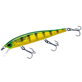 Duel Yo-Zuri R1355-NPC 3DB Jerkbait front view shows natural perch pattern for lifelike action.