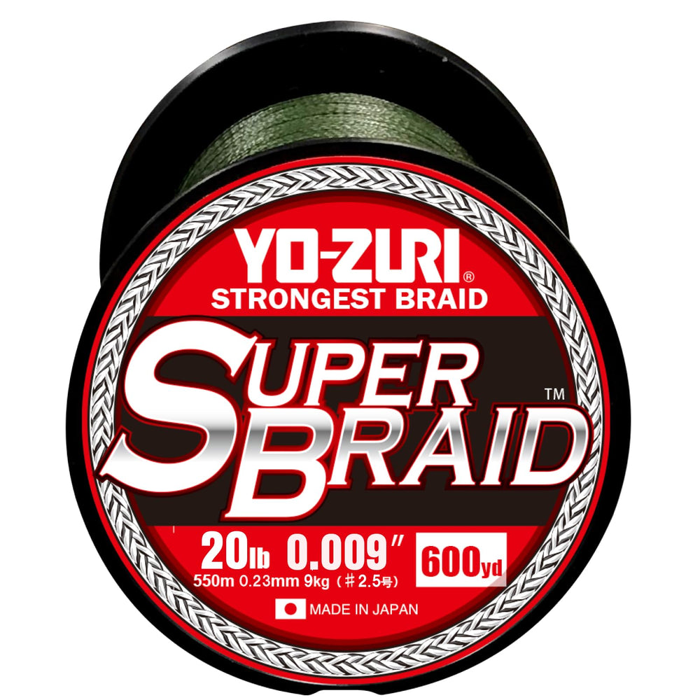 Duel Yo-Zuri Superbraid 600 yd dark green spool closeup for smooth casting