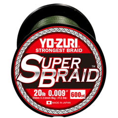 Duel Yo-Zuri Superbraid 600 yd dark green spool closeup for smooth casting