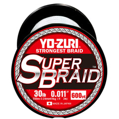 Yo-Zuri Superbraid 600yd white 30lb on spool for smooth casting and stealth line