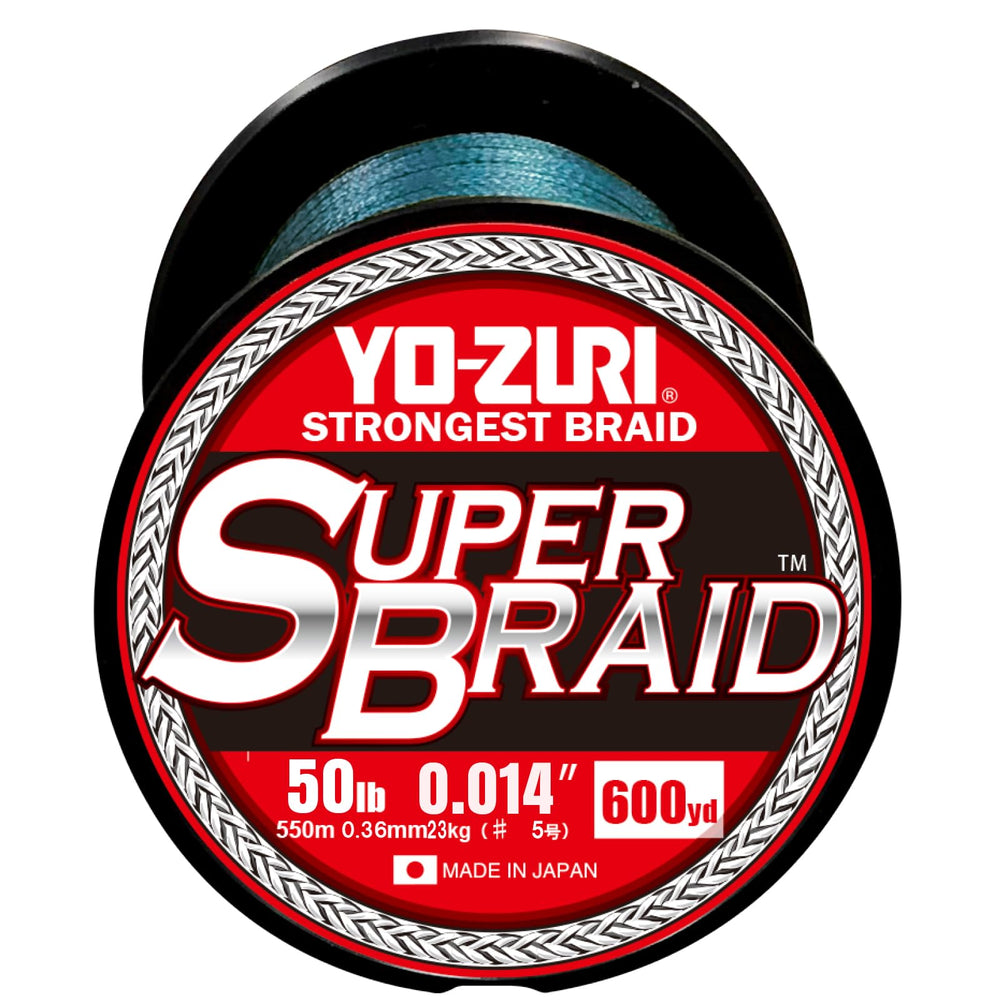 Yo-Zuri Superbraid blue 600 yd braid, 50 lb test, smooth and strong for stealth casts.