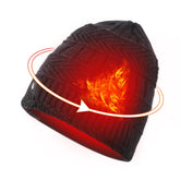 DUKUSEEK heated beanie closeup fleece showing plush insulation and softness for cozy warmth
