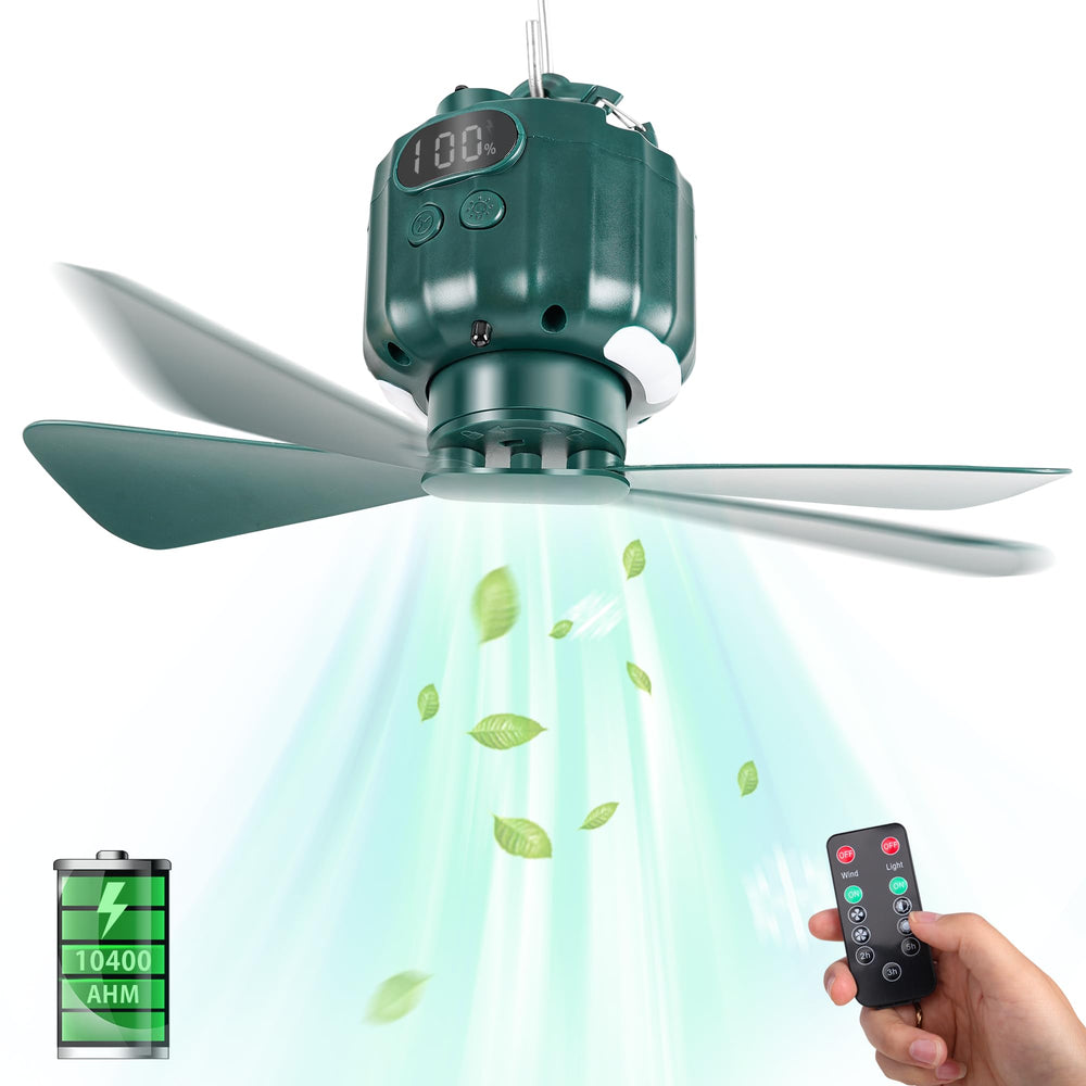 DUKUSEEK tent ceiling fan lantern combo provides light and airflow for comfortable camping