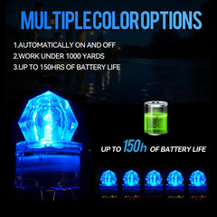 Diamond LED underwater lure illuminated in water