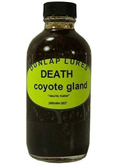 Dunlap's Death Coyote Gland Lure enhances flat set attraction for wary coyotes.