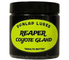 Dunlap's Reaper Coyote Gland Lure bottle attracts coyotes during field hunts.
