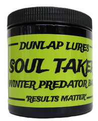 Dunlap Lures Soul Taker 8oz bait attracts coyotes and foxes, ideal for winter predator hunting