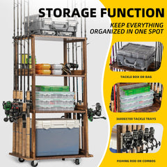 Durable pine wood rod rack with moisture-proof finish
