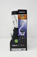 Duracell lantern with solar panel on top for daylight recharging