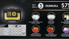 DURACELL LED headlamps in profile, three-pack ready for family use during emergencies.