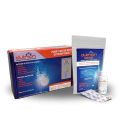Dutrion water purification tablets in a compact pack for easy hiking use