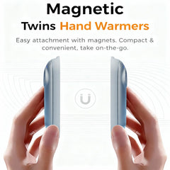 Dutsalrun magnetic connection feature securing two warmers for portable heat.