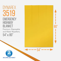 Dynarex water-repellent blanket keeps travelers dry during rain.