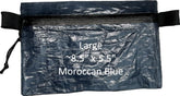 Dyneema zipper pouch large Moroccan blue close-up emphasizes lightweight durability for travel