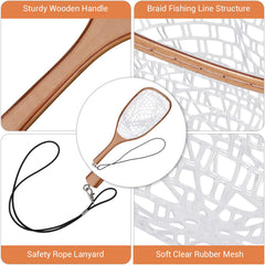 DYTesa Fly Fishing Net with ergonomic curved handle for comfortable handling