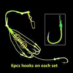 High-carbon steel hooks on extra-strong wire leaders