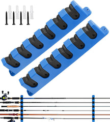 DZrudun wall-mounted horizontal fishing rod holder supports up to six rods.