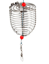 E-CODE small stainless bait cage trap, compact design ideal for tight tackle boxes.