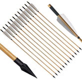 e5e10 33-inch wooden arrow with sharp iron tip for target practice and hunting prep.