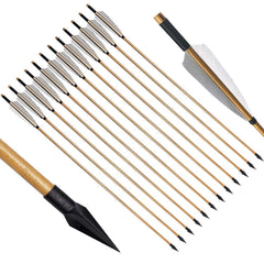 e5e10 33-inch wooden arrow with sharp iron tip for target practice and hunting prep.