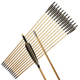 e5e10 33inch wooden arrows close-up with turkey feather fletching for smooth practice.