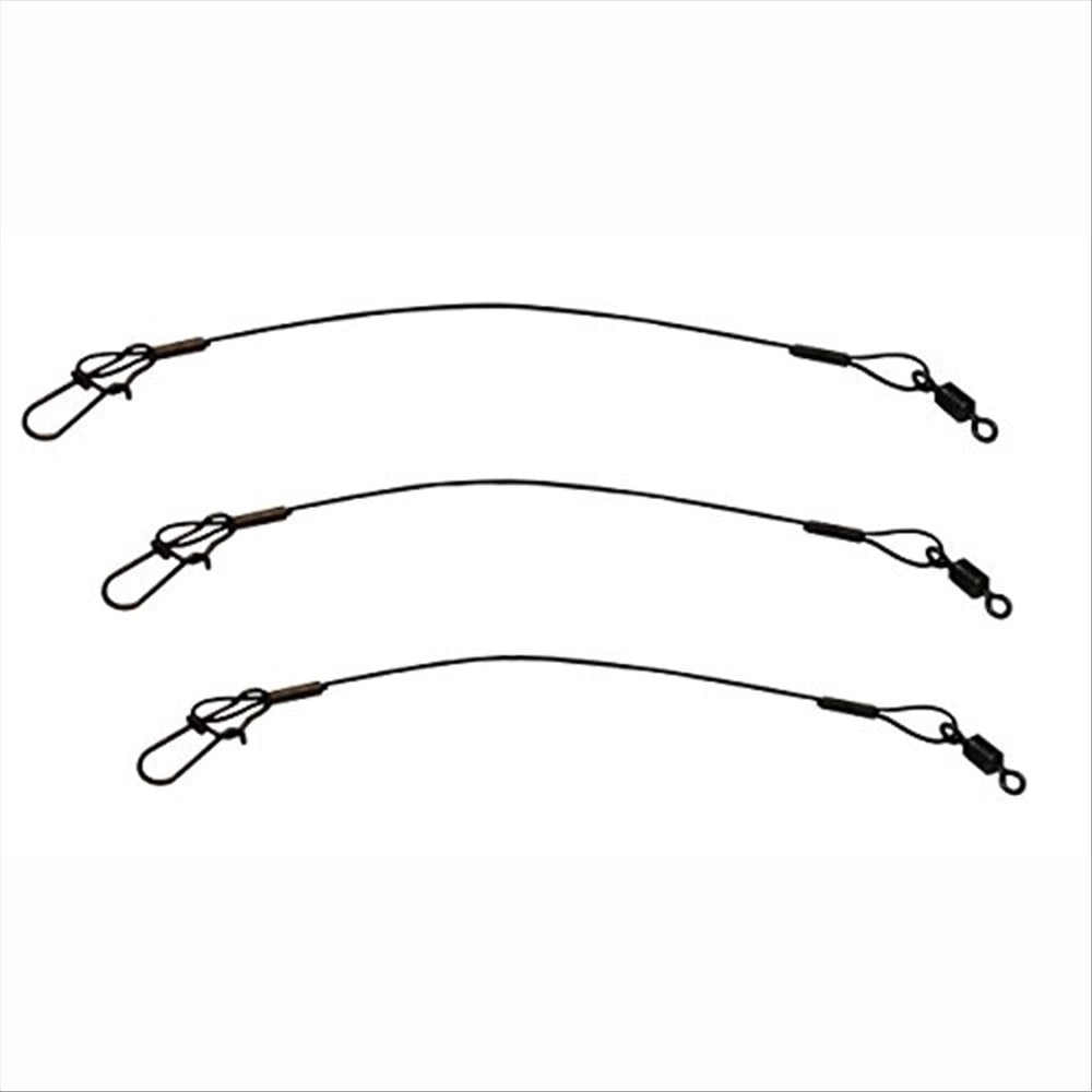 Eagle Claw 08012-001 steel leader in black, 6 inches, 20 lb test, three-pack for reliable line connections.