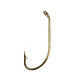 Eagle Claw 181AH-12 bronze down-eye offset hook side view for reliable hookups