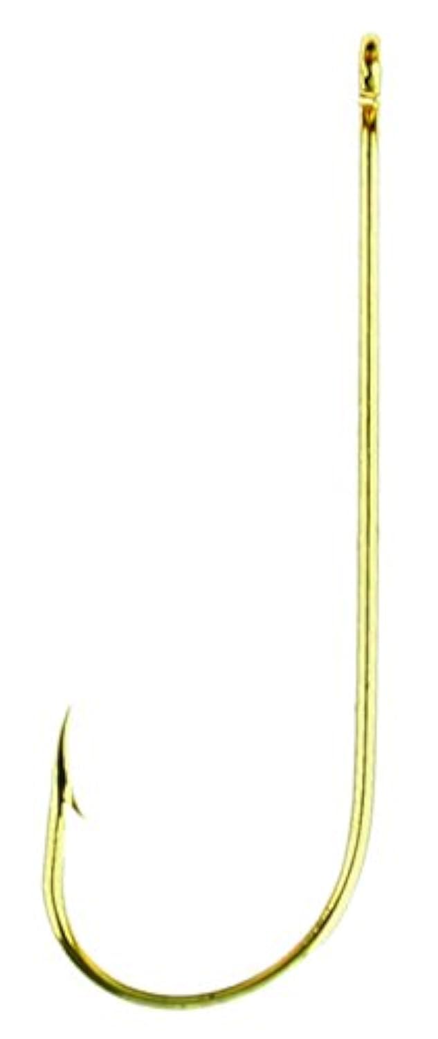 Eagle Claw 202EL-8 Aberdeen hook front view with gold finish ideal for light tackle