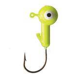 Eagle Claw Ball Head 1/16 oz chartreuse, front view highlighting visibility for jig fishing