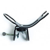 Eagle Claw Black clamp-on rod holder mounted on a pier for quick rod access.