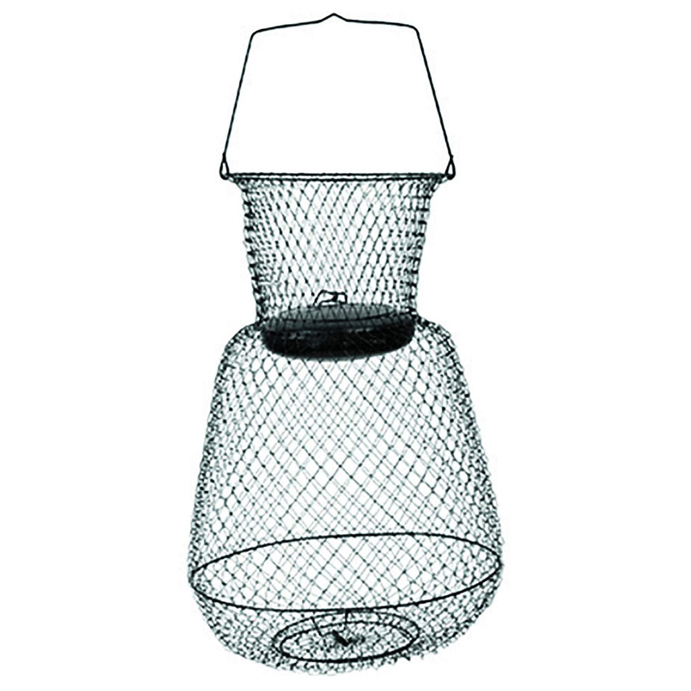 Eagle Claw floating wire fish basket lid open for easy catch dispensing