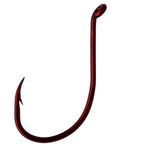 Eagle Claw Lazer Sharp Long Shank Octopus Hook point close-up for quick penetration and secure catch.