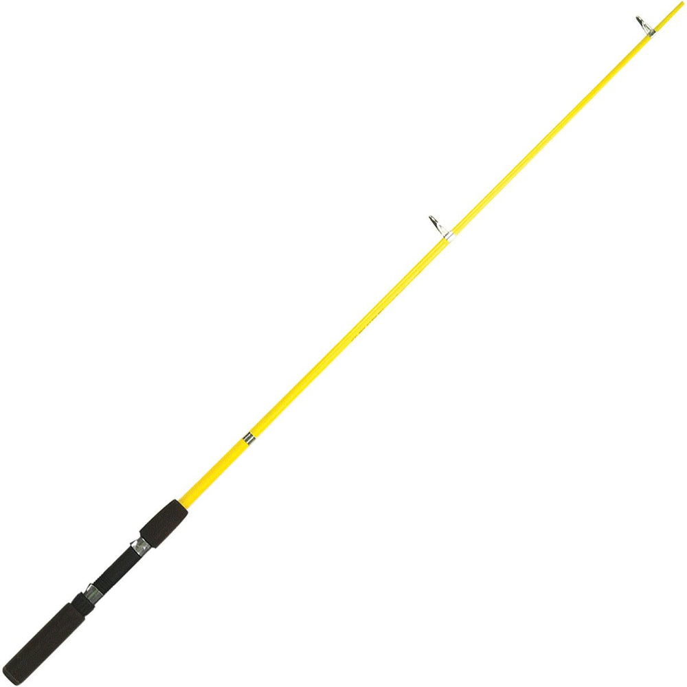 Eagle Claw Pack-It Telescopic Spinning Rod in yellow, compact travel-ready for on-the-go fishing.