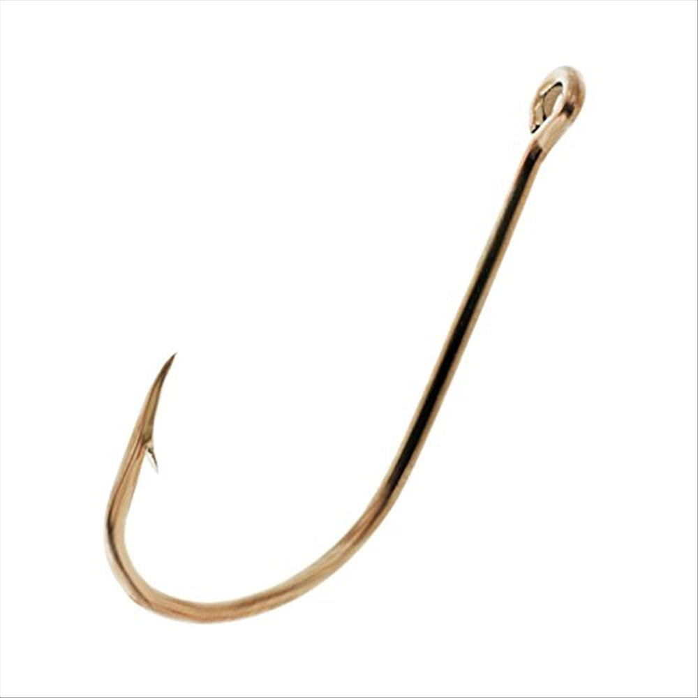 Eagle Claw plain shank DE offset bronze 4/0 hook for reliable freshwater and saltwater fishing.