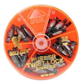 Eagle Claw rubber-core sinker assortment in a dial pack for versatile depth control