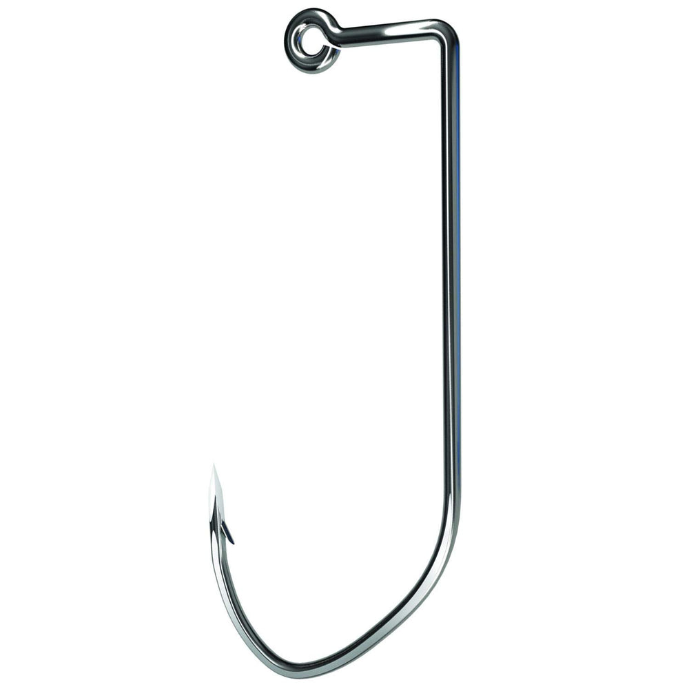 Eagle Claw Trokar Pro-V 570 jig hook, platinum chrome, front view, for precise jigging performance