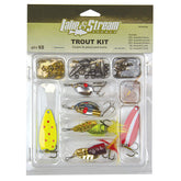 Eagle Claw Trout Tackle Kit contents shown for freshwater trout fishing