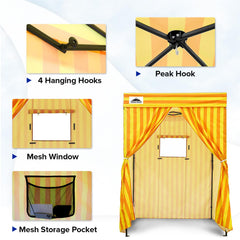 EAGLE PEAK Flex Compact 5x5 canopy sidewall close-up highlights durable 140g fabric.