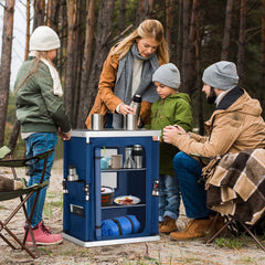 EAGLE PEAK folding camping table side pockets offer organized storage for utensils.