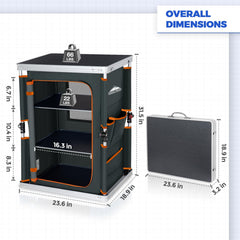 Eagle Peak table center zippered compartment keeps snacks secure during travel.